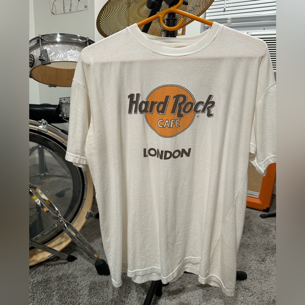 Vtg 70’s 80’s Hard Rock Cafe London Ivory Tee with Orange Logo XL